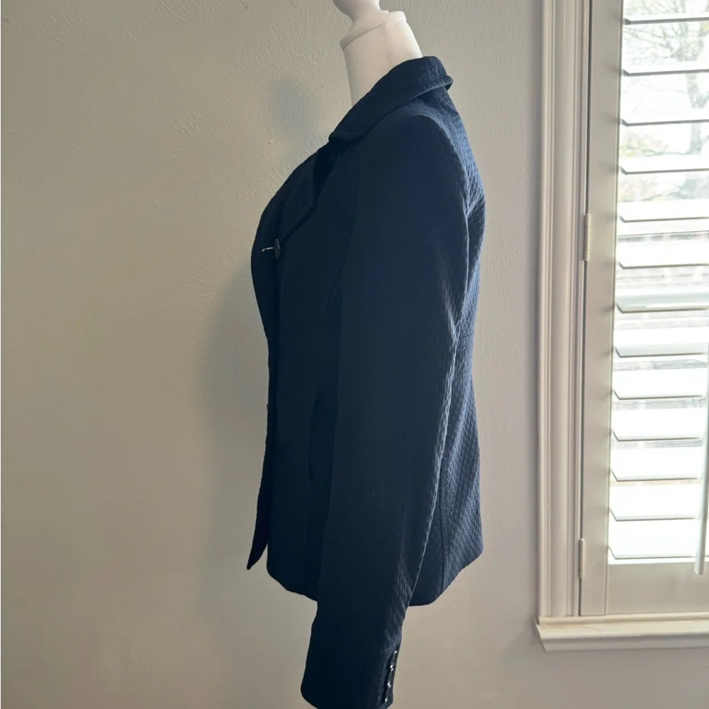 J. Crew Textured Navy Double-Breasted Pea Coat - Picture 4 of 12